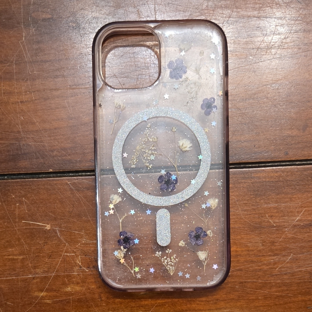 Pink Sky Transparent Floral iPhone Case